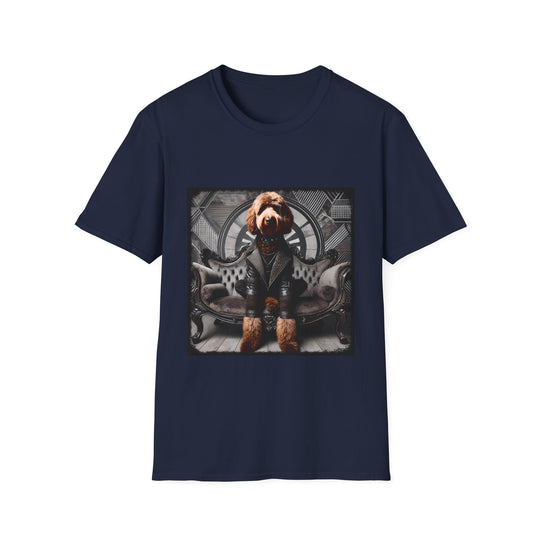 Labradoodle Bold Rebel design dog lover unisex t-shirt in navy