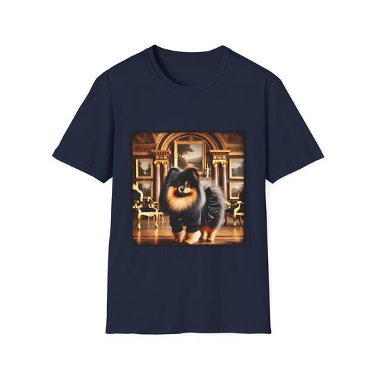 Pomeranian Billionaire Bark design dog lover unisex t-shirt in navy