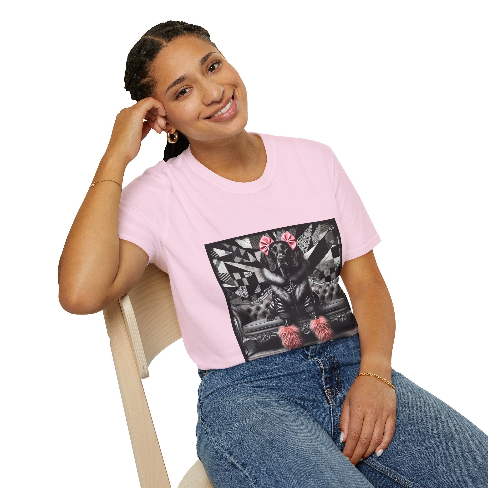 German Shorthaired Pointer B&W Pink Bow Rocker | Unisex Dog T-Shirt