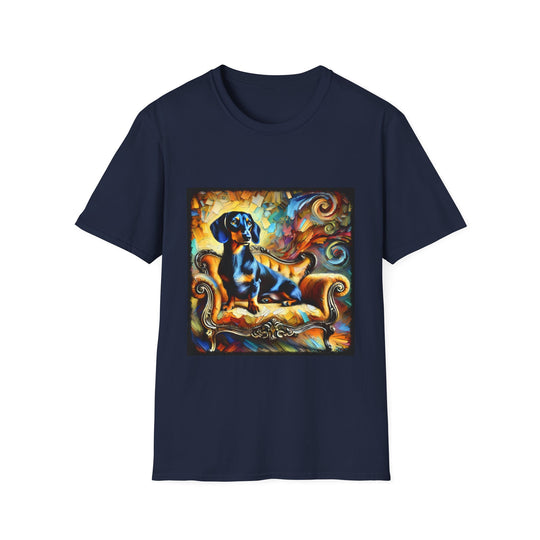 Dachshund Bold Swirl Unisex Dog T-Shirt unisex t-shirt in navy