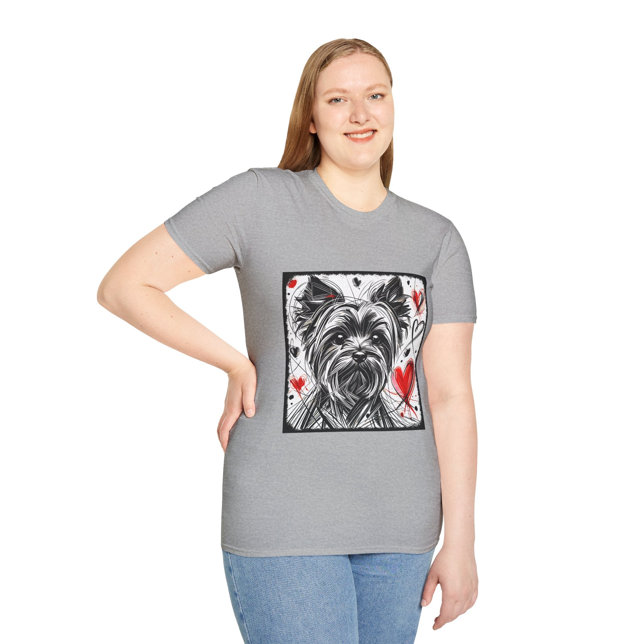 Yorkshire Terrier Bold Heart Sketch | Unisex Dog T-Shirt