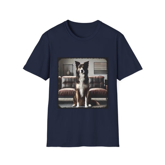 Border Collie Modern Brindle design dog lover unisex t-shirt in navy