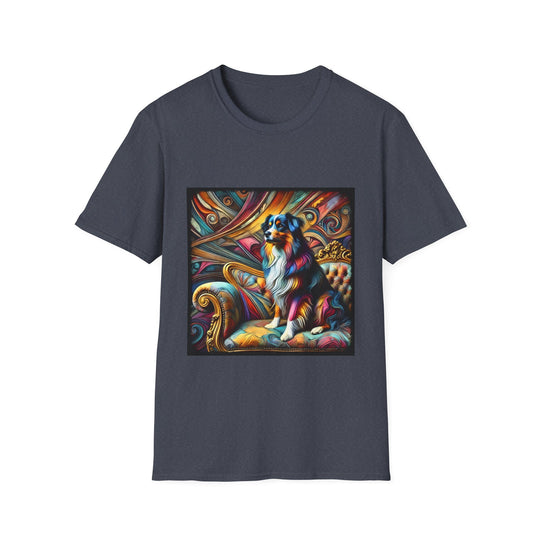 Australian Shepherd Vivd Swirl design dog lover unisex t-shirt in heather navy