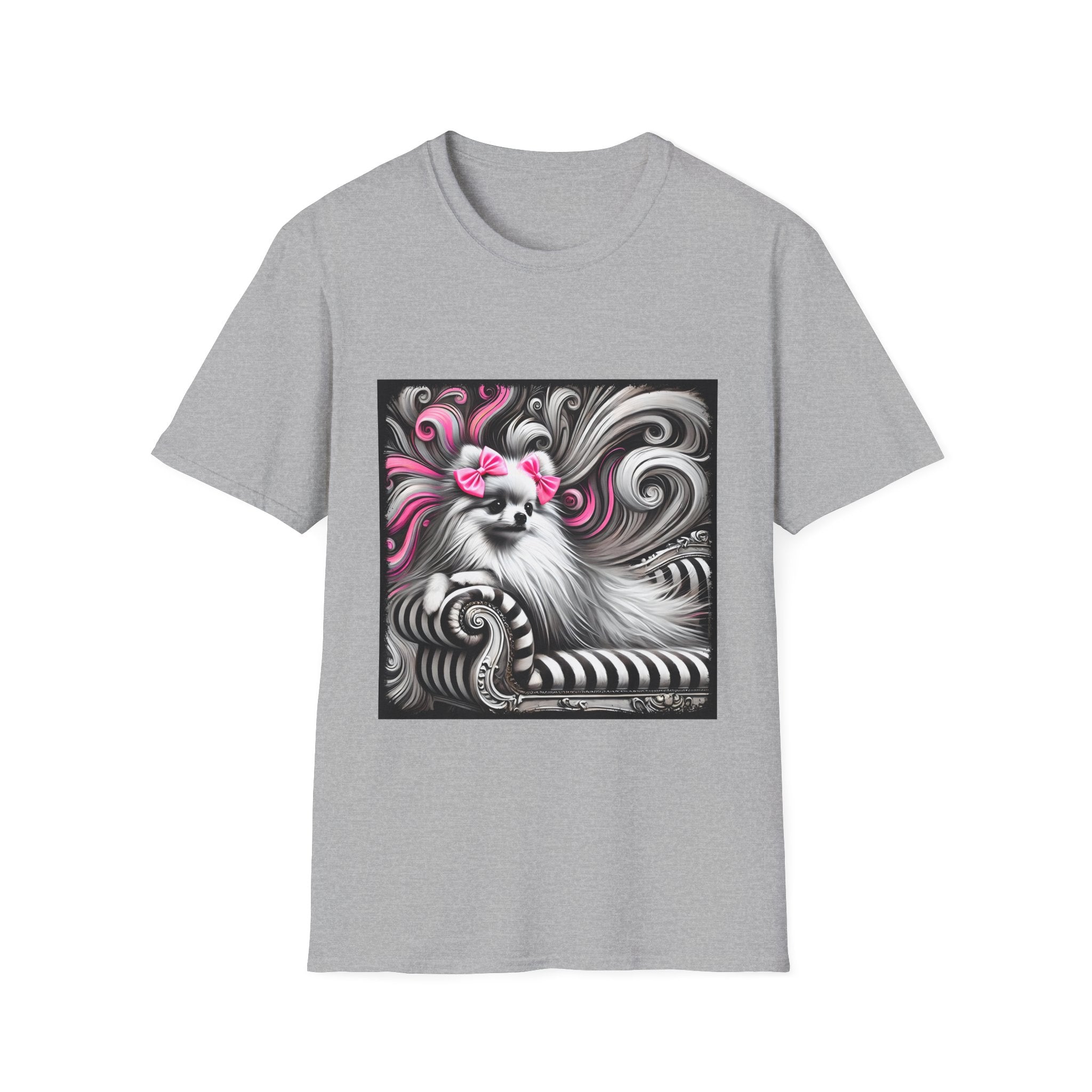Pomeranian B&W Pink Bows | Unisex Dog T-Shirt