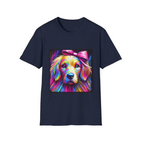 Golden Retriever Neon Dream design dog lover unisex t-shirt in navy