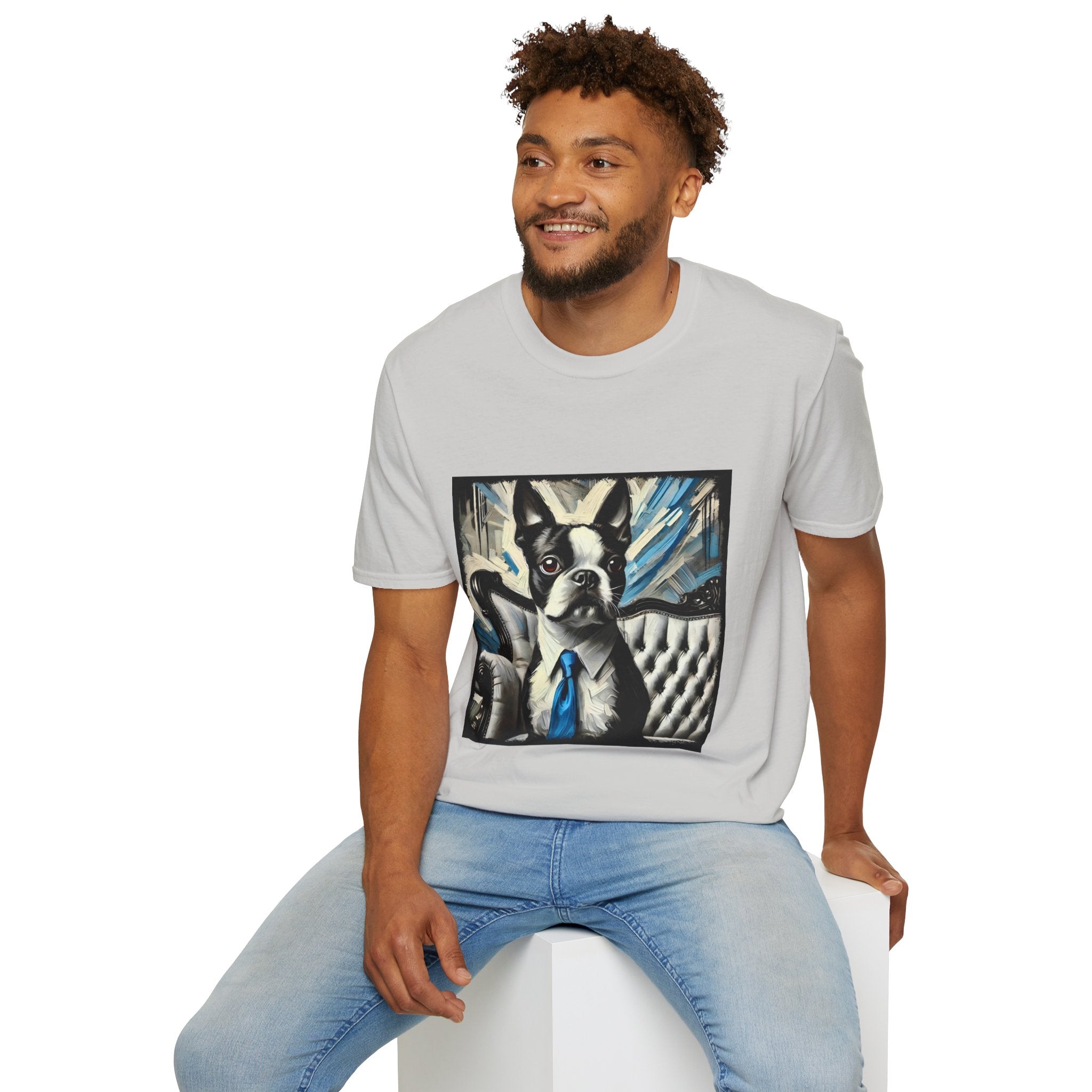 Boston Terrier B&W Bold Tie | Unisex Dog T-Shirt
