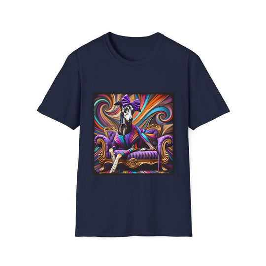 Greyhound Vivid Rocker design dog lover unisex t-shirt in navy