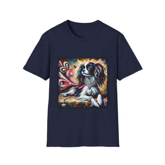 Cavalier King Charles Spaniel Diamond Heart Classic design dog lover unisex t-shirt in navy