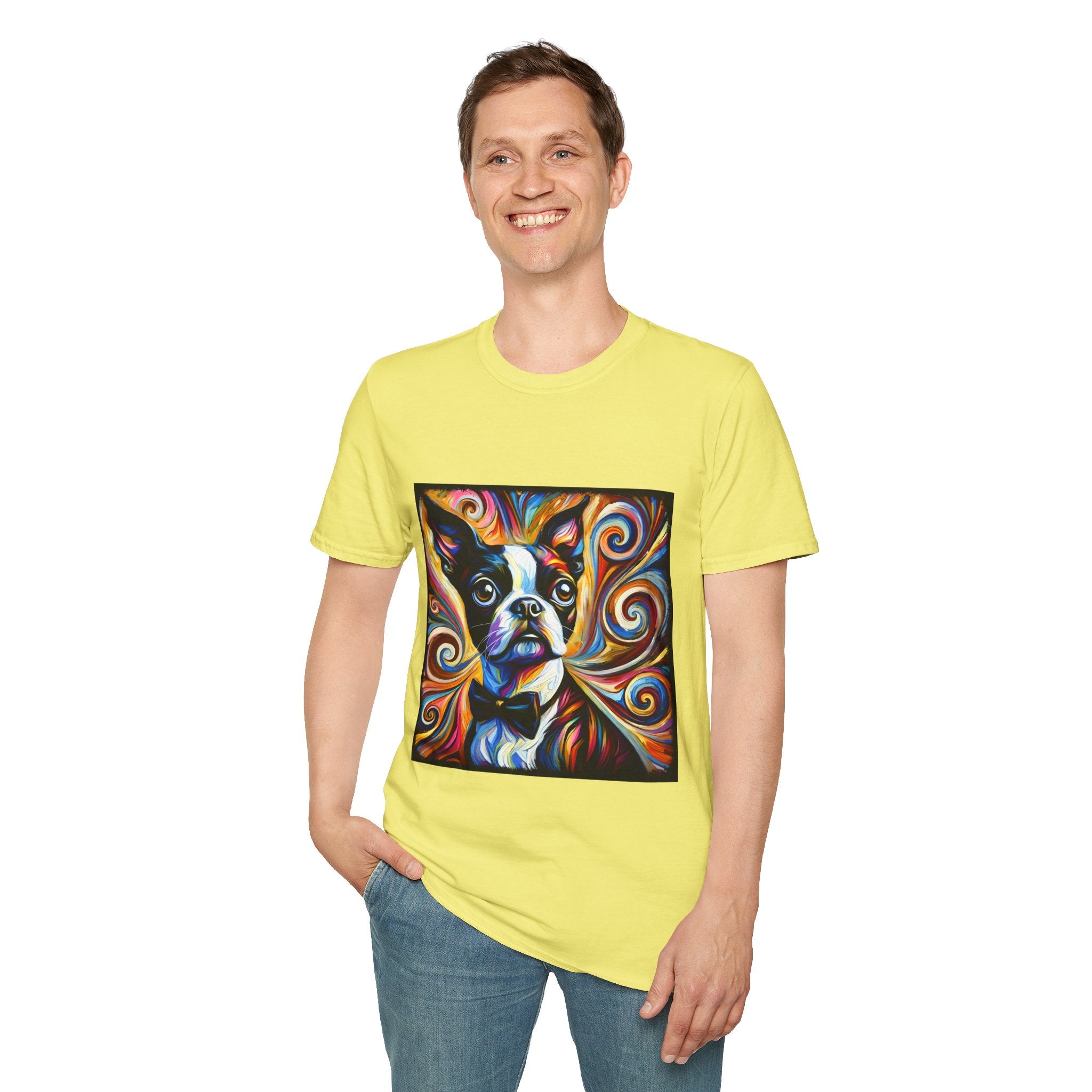 Boston Terrier Bowtie Swirl | Unisex Dog T-Shirt