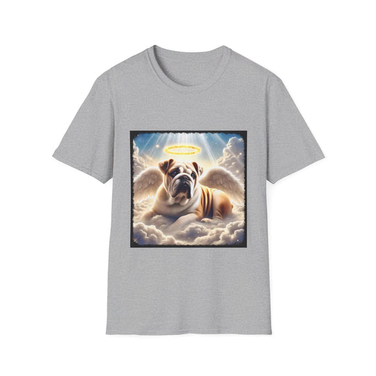 Bulldog Heavenly Angel design dog lover unisex t-shirt in sport grey