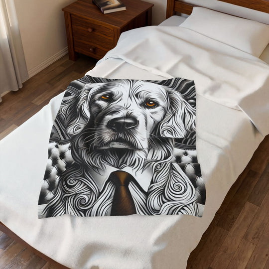 Golden Retriever Blanket B&W Bold Eyes Dog Lover Gift velveteen plush blanket