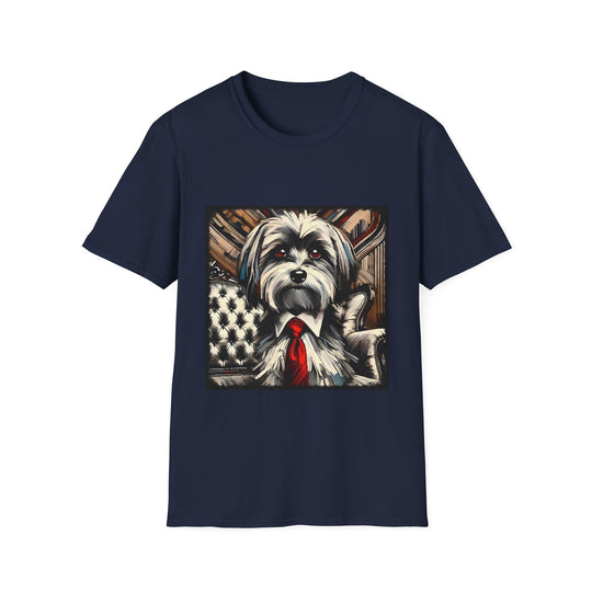 Havanese Bold Gentleman design dog lover unisex t-shirt in navy