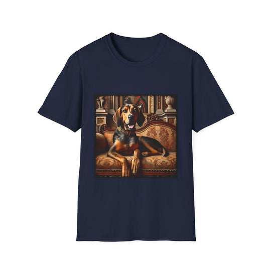 Coonhound Elegant Beau design dog lover unisex t-shirt in navy