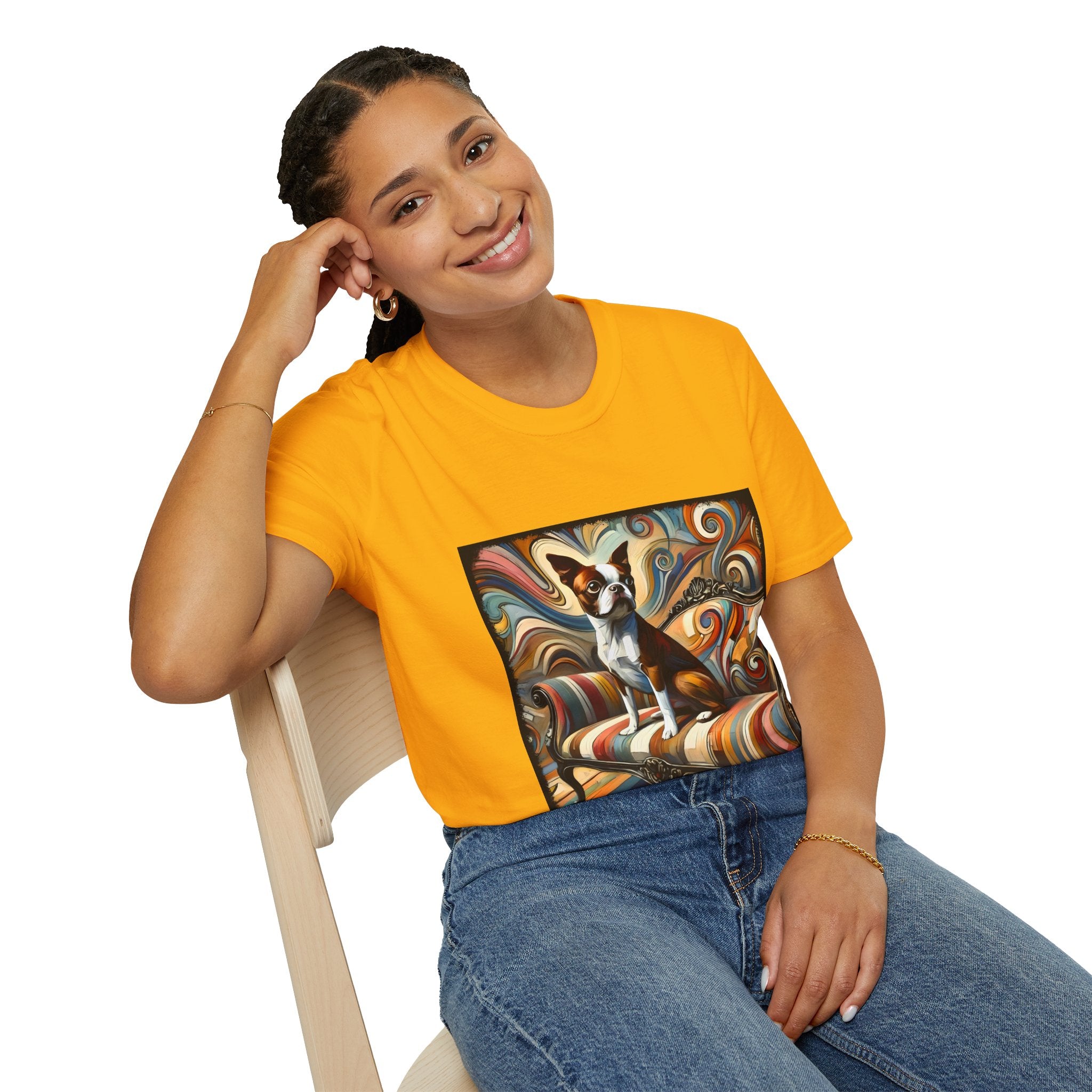 Boston Terrier Warm Swirl | Unisex Dog T-Shirt
