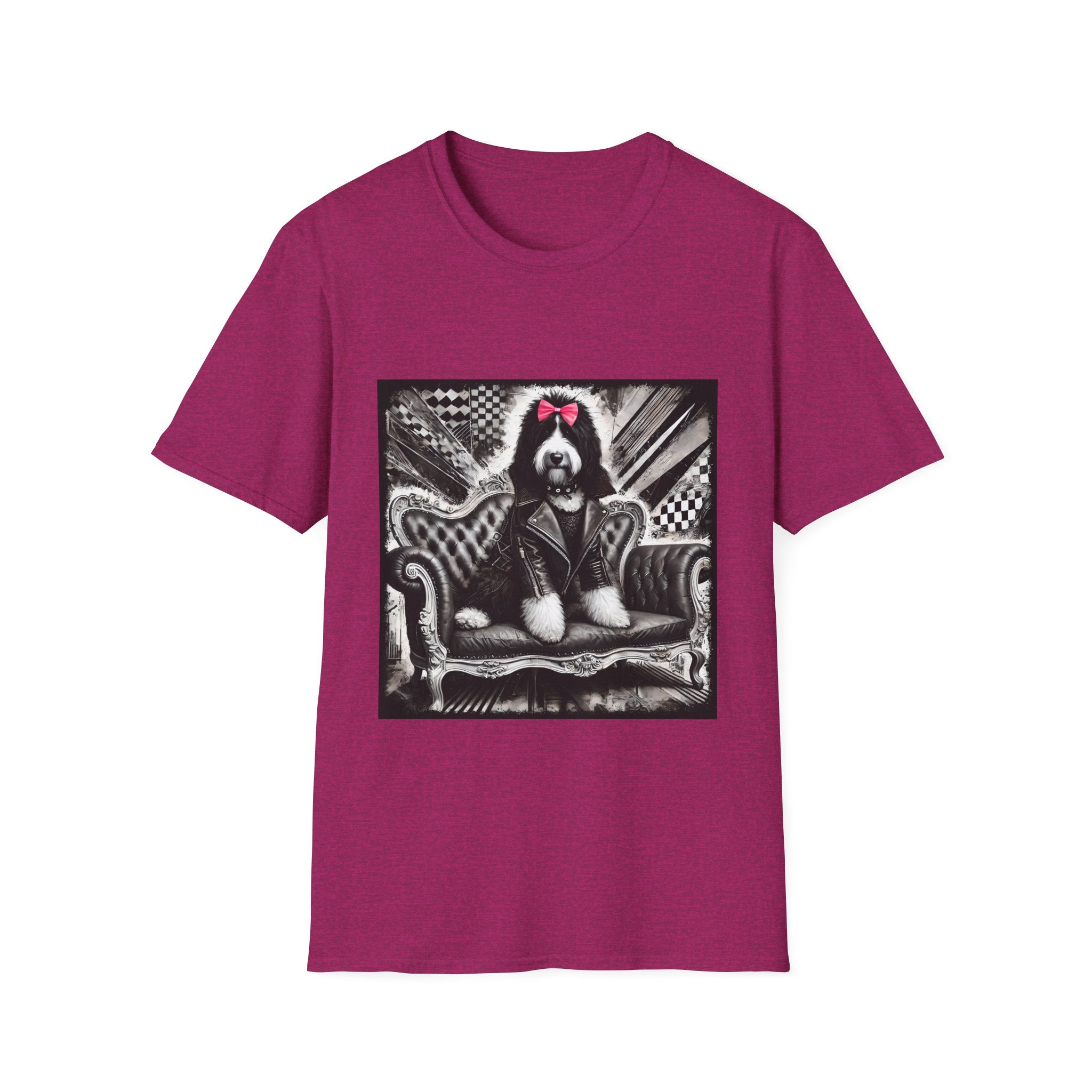 Bernedoodle B&W Pink Bow | Unisex Dog T-Shirt