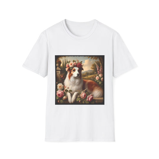 Border Collie Botanical Beauty design dog lover unisex t-shirt in white