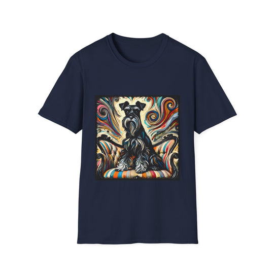 Schnauzer Vivid Swirl design dog lover unisex t-shirt in navy