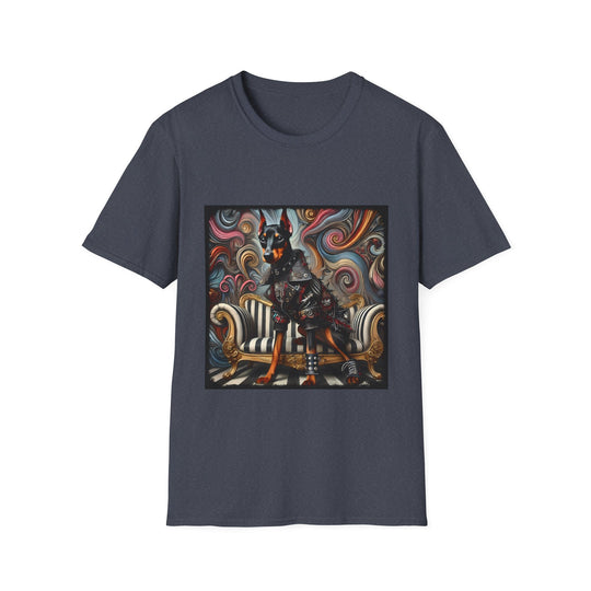 Doberman Pinscher Edgy Rocker design dog lover unisex t-shirt in heather navy