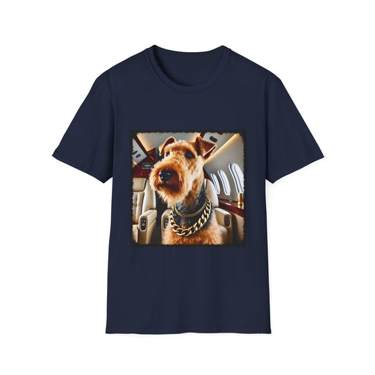 Airedale Terrier Jet Setter design dog lover unisex t-shirt in navy