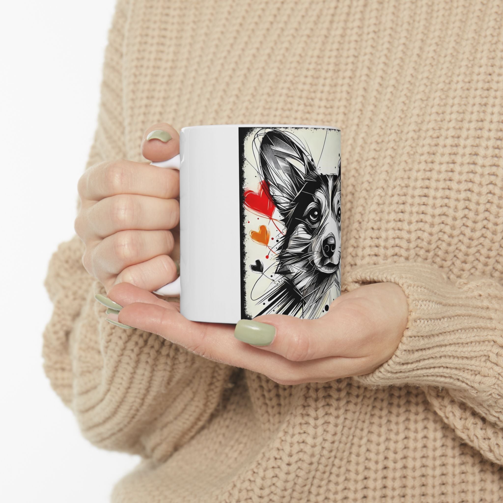 Pembroke Welsh Corgi Mug – Bold Heart Sketch Design