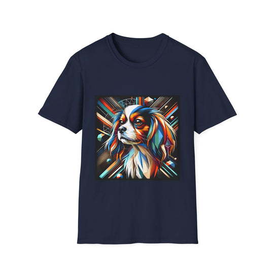 Cavalier King Charles Spaniel Multicolored Geometric design dog lover unisex t-shirt in navy