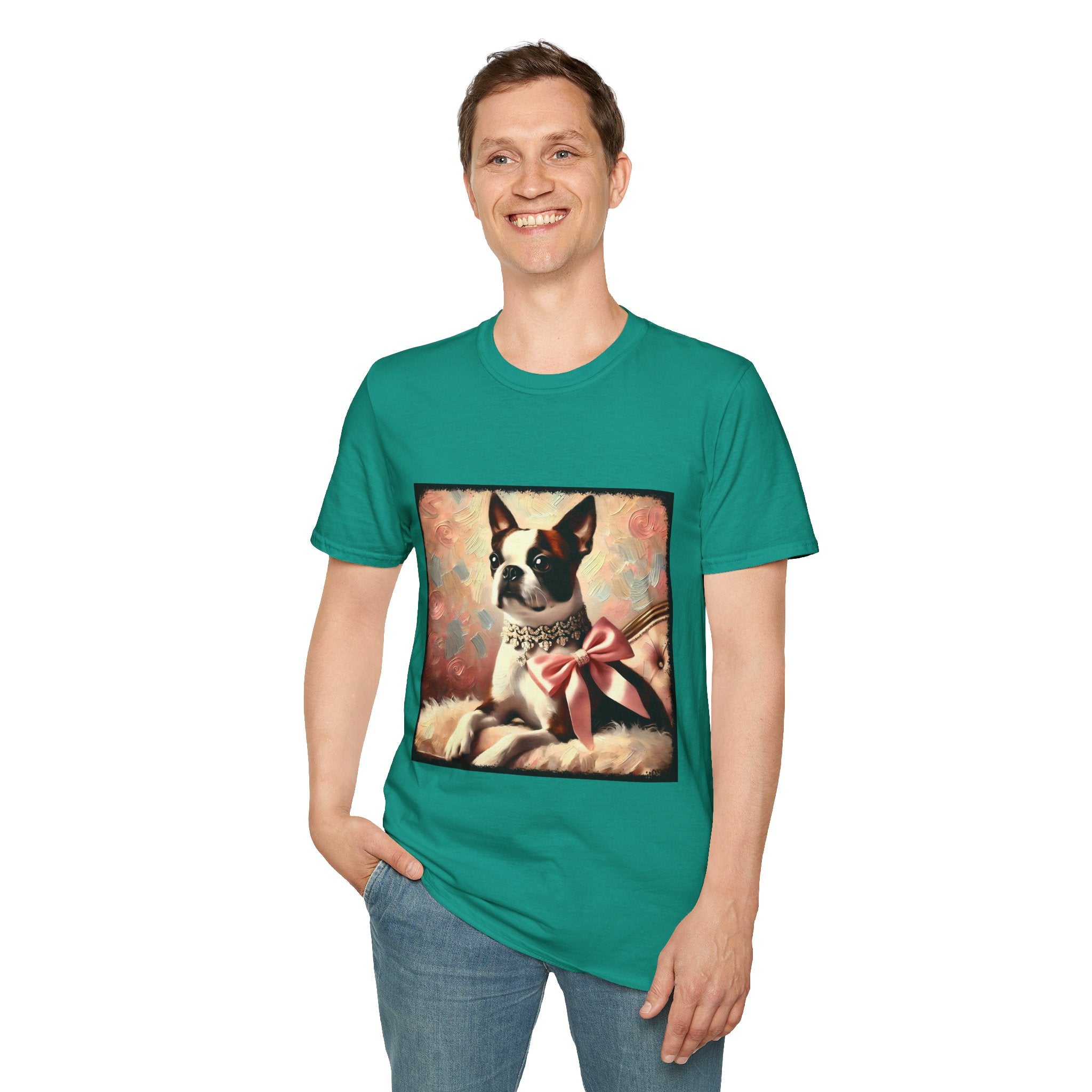 Boston Terrier Pink Bow Classic | Unisex Dog T-Shirt