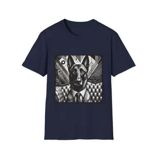 Belgian Malinois B&W Bold Eyes design dog lover unisex t-shirt in navy