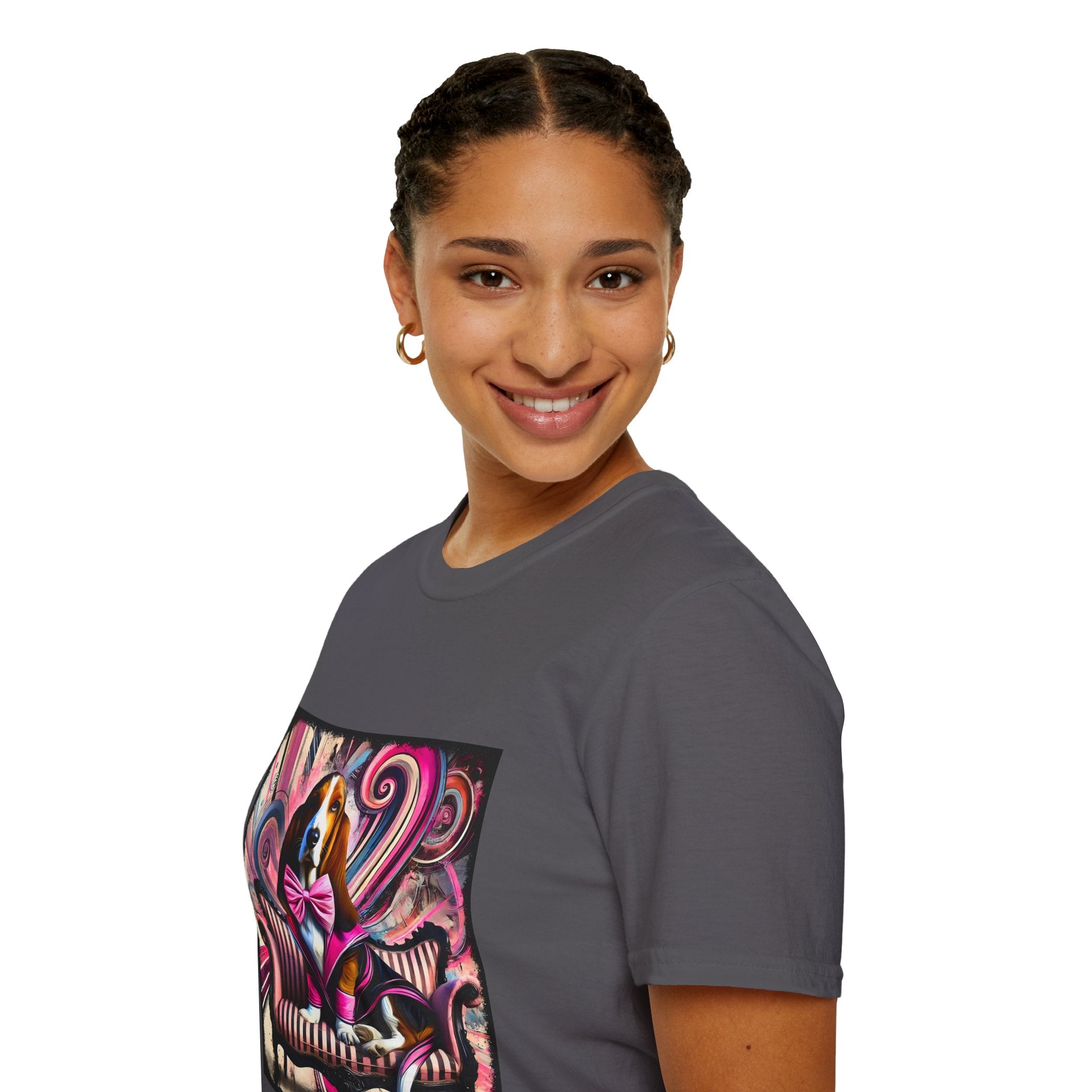 Basset Hound Pink Swirl Bold | Unisex Dog T-Shirt