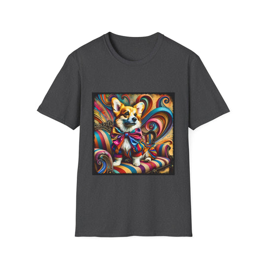 Pembroke Welsh Corgi Vivid Rocker design dog lover unisex t-shirt in dark heather