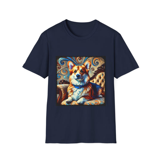 Pembroke Welsh Corgi Warm Swirl design dog lover unisex t-shirt in navy
