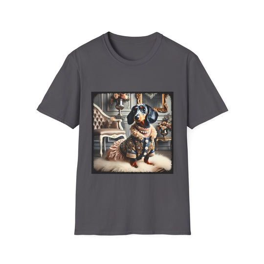 Dachshund Regal Muse design dog lover unisex t-shirt in charcoal