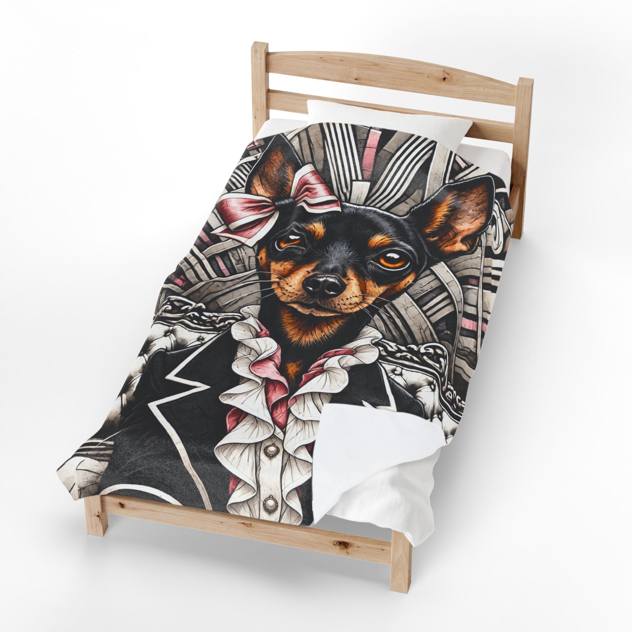 Miniature Pinscher Blanket | Pink Bow Socialite Dog Lover Gift