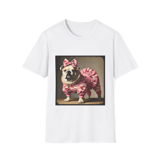 Bulldog Camo Cutie II design dog lover unisex t-shirt in white