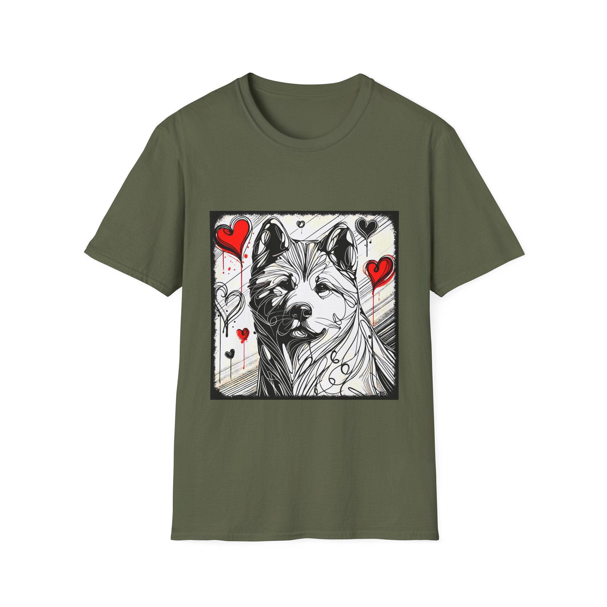 Akita Shirt | Bold Heart Sketch Dog Lover Tee