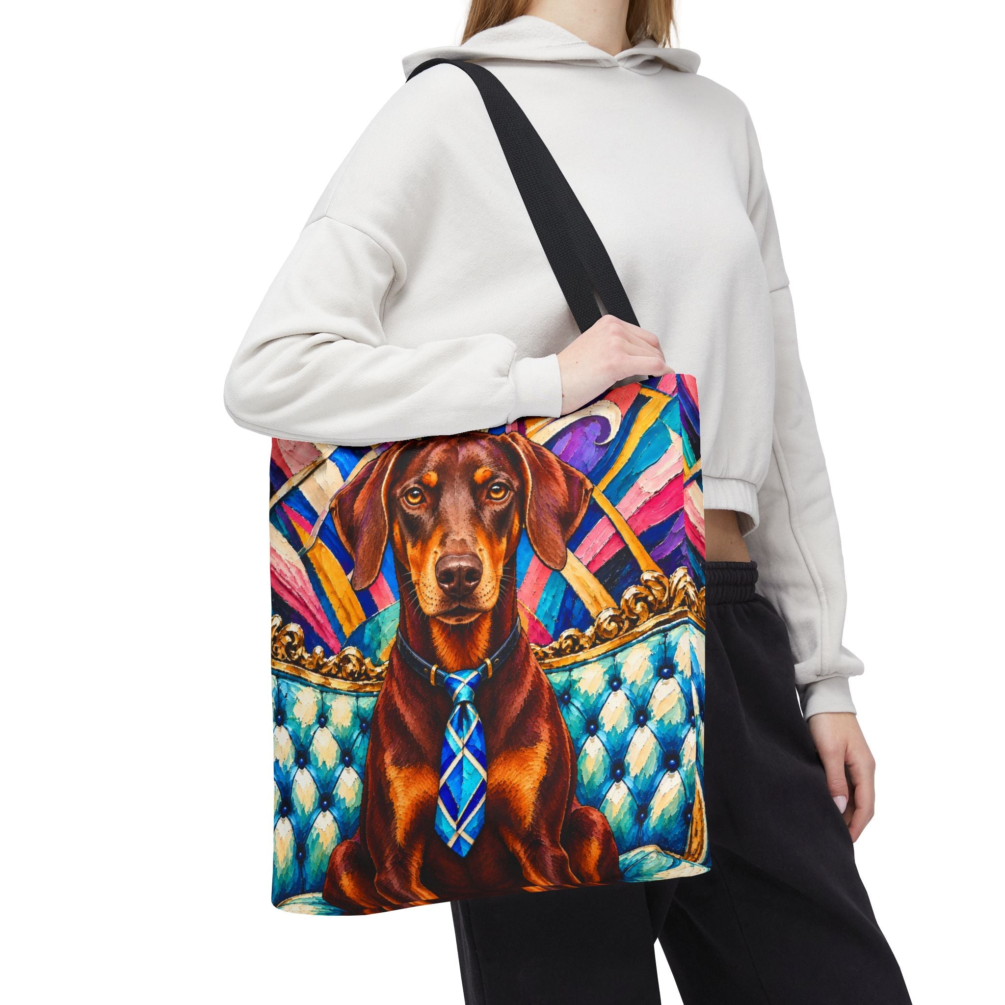 Red Doberman Pinscher Tote Bag | Copper & Cobalt Dog Lover Gift