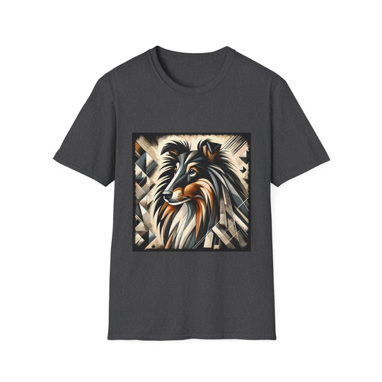Collie Bold Geometric design dog lover unisex t-shirt in dark heather