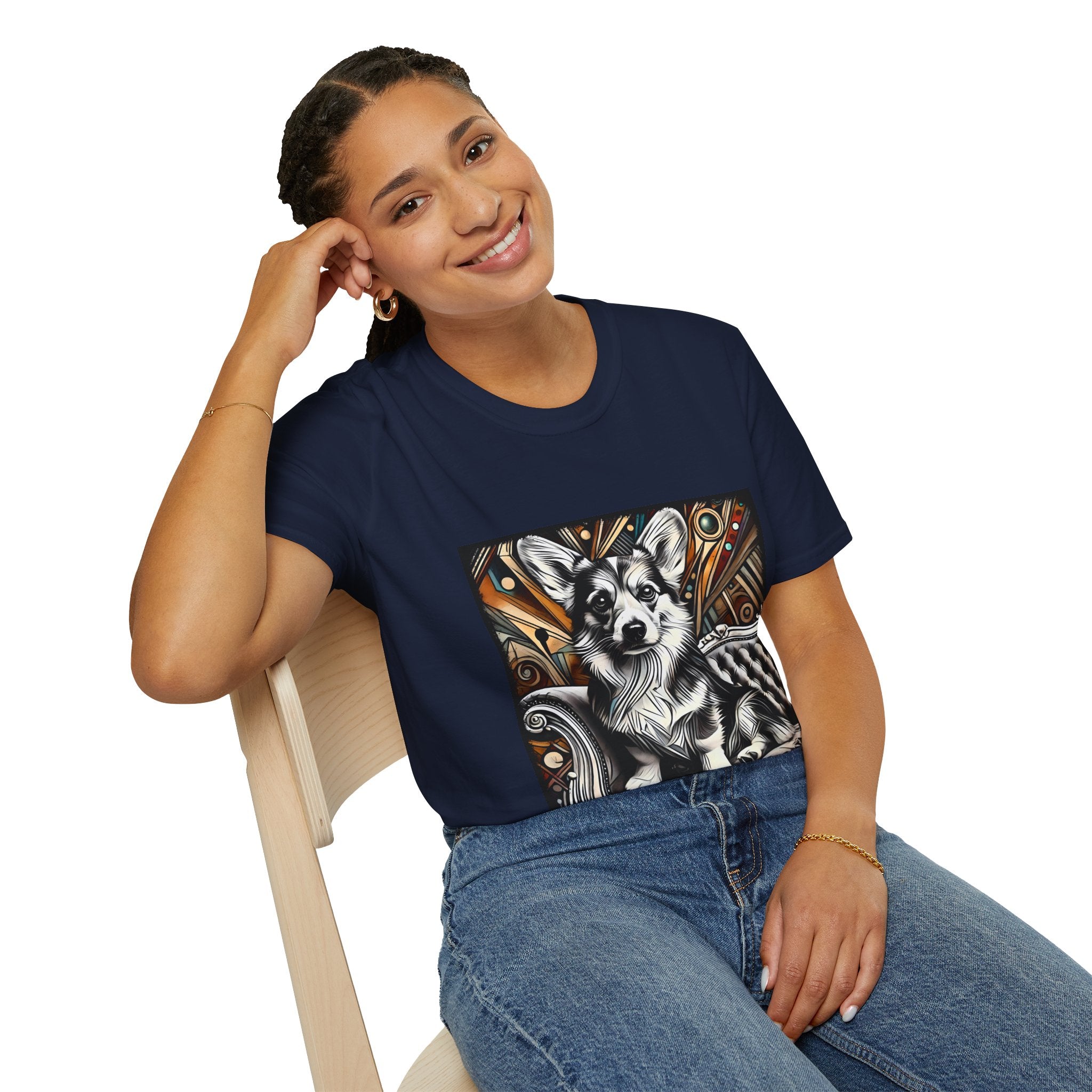 Pembroke Welsh Corgi B&W Warm Bold  | Unisex Dog T-Shirt
