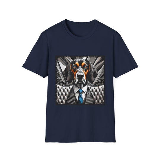 Coonhound Bold Gentleman design dog lover unisex t-shirt in navy