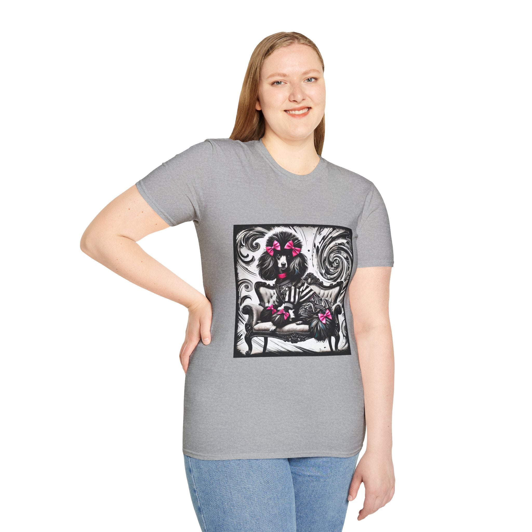 Poodle B&W Pink Bow Rocker | Unisex Dog T-Shirt