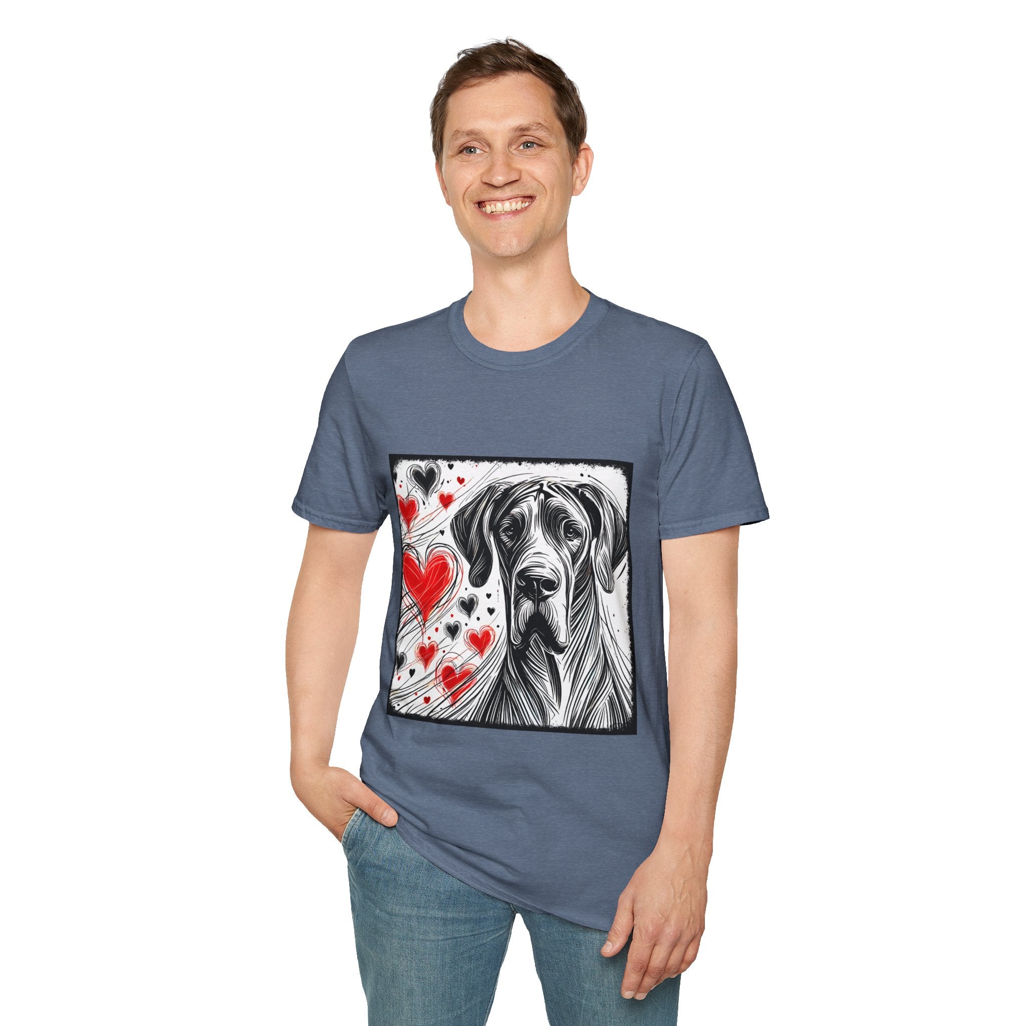 Great Dane Bold Heart Sketch | Unisex Dog T-Shirt