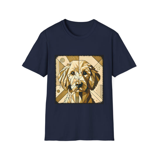 Golden Retriever Shirt Golden Geometric Design unisex t-shirt in navy