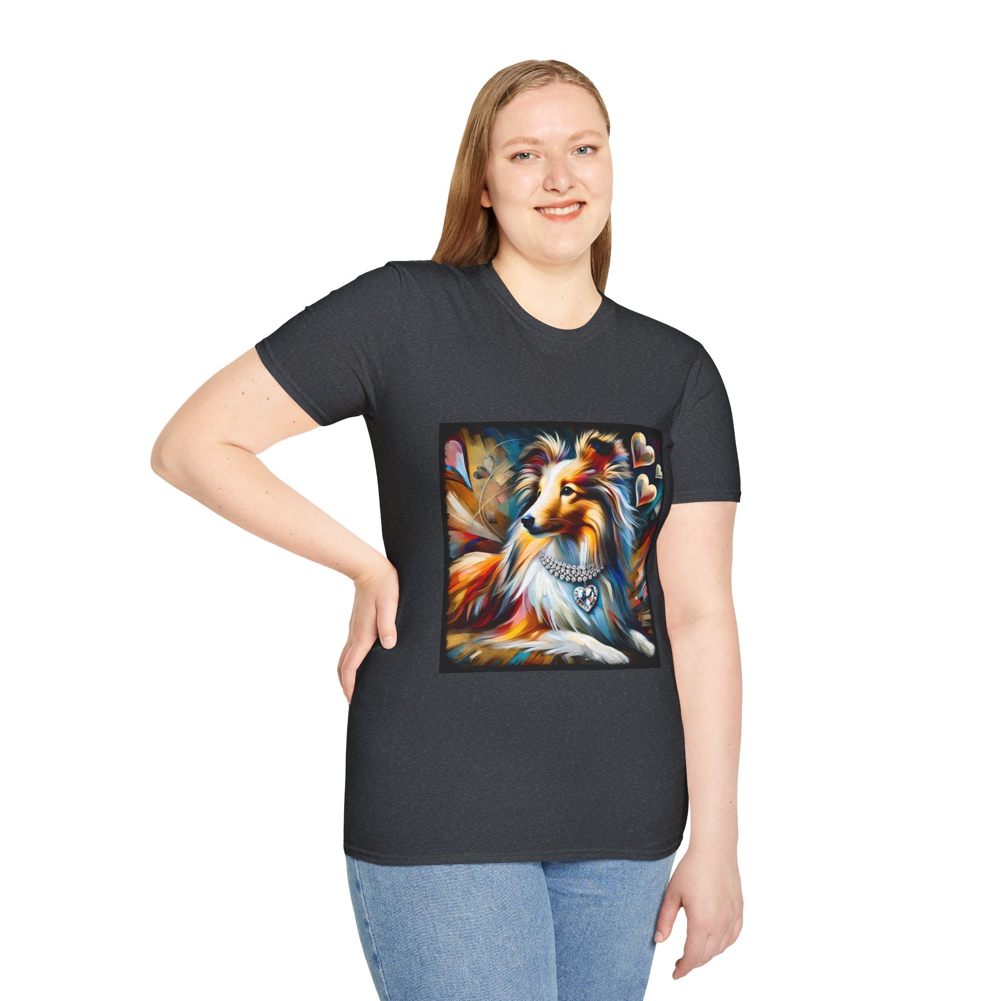 Shetland Sheepdog Diamond Heart Swirl | Unisex Dog T-Shirt