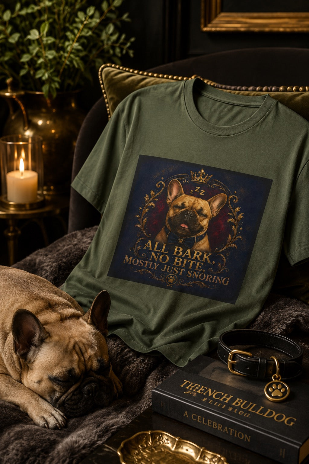 French Bulldog Shirt | All Bark, No Bite, Just Snoring Dog Lover Tee