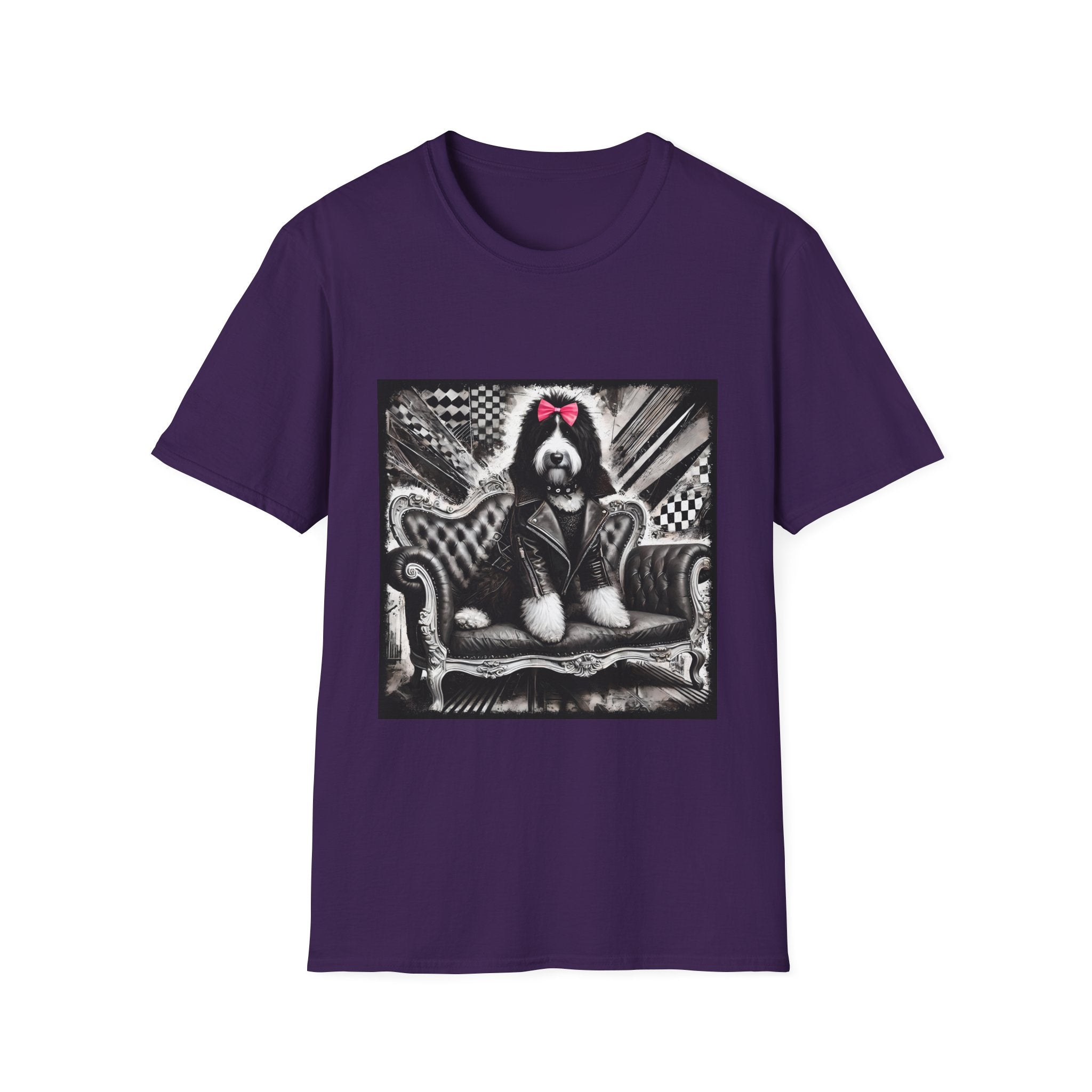 Bernedoodle B&W Pink Bow | Unisex Dog T-Shirt