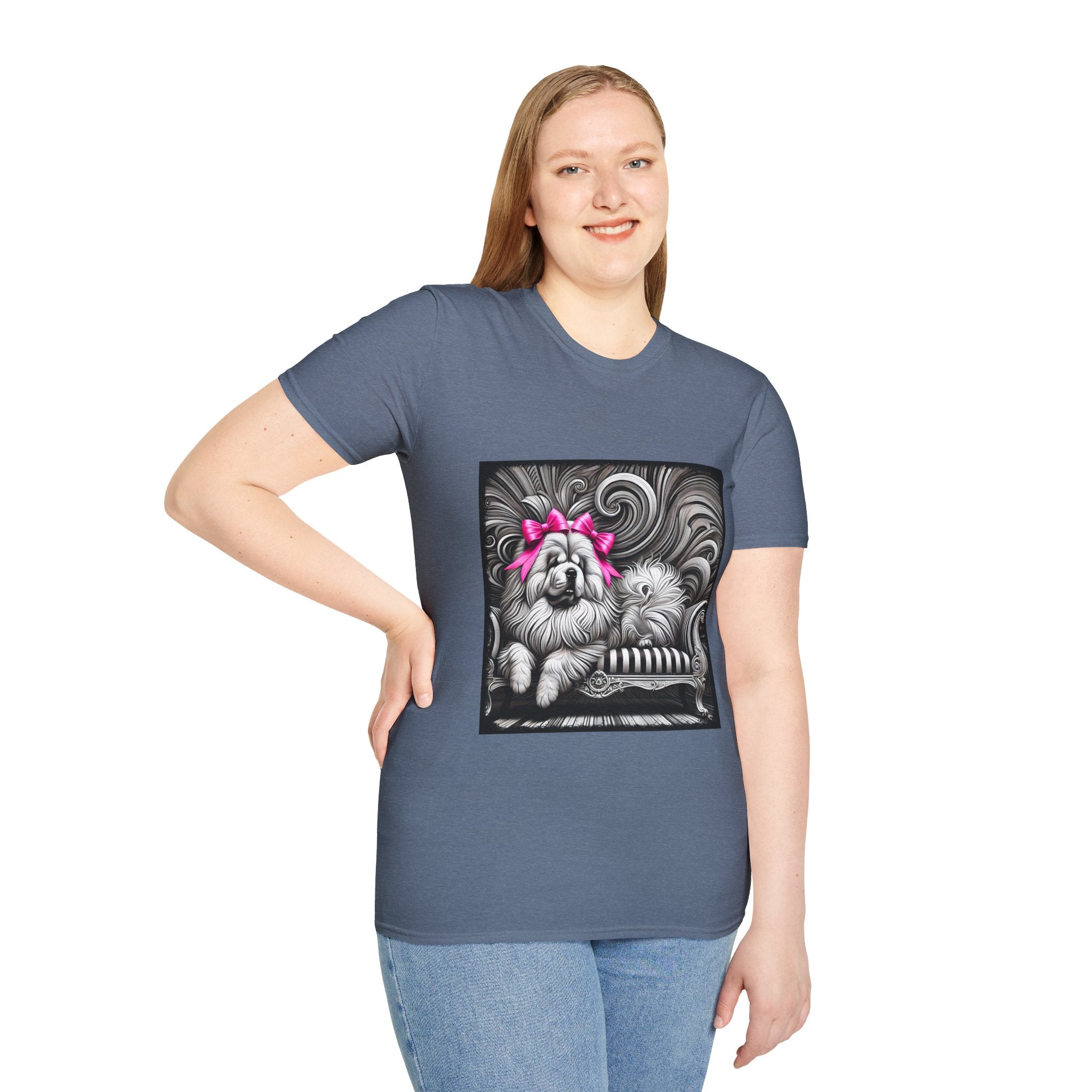 Chow Chow B&W Pink Bow | Unisex Dog T-Shirt