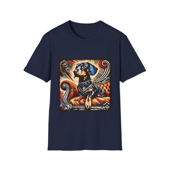 Dachshund Edgy Classic design dog lover unisex t-shirt in navy