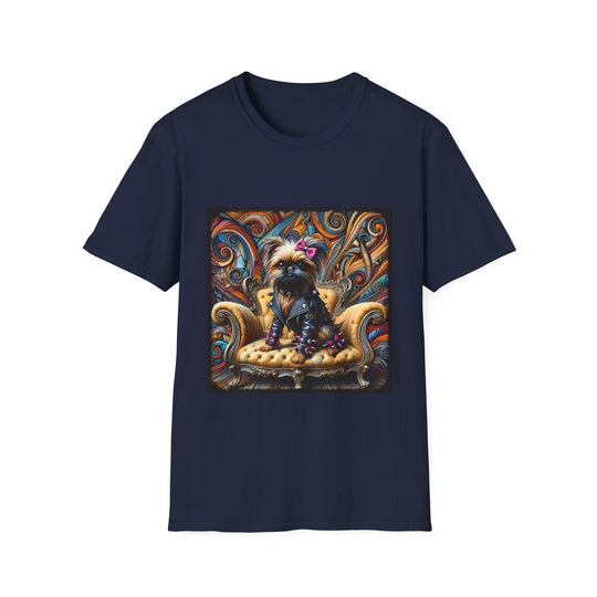 Brussels Griffon Bold Rocker design dog lover unisex t-shirt in navy