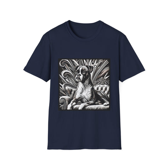 Boxer B&W Bold design dog lover unisex t-shirt in navy
