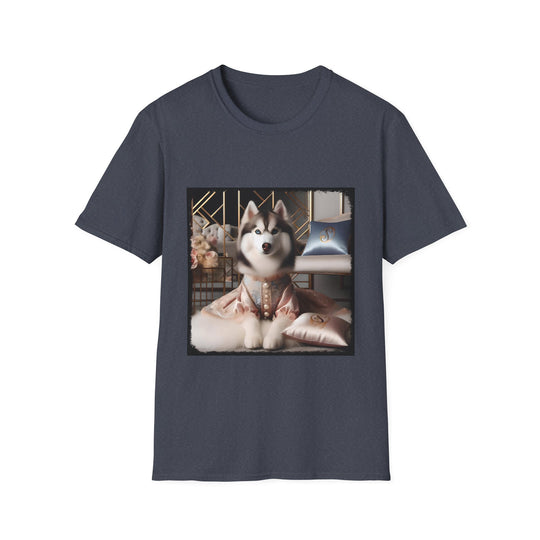 Siberian Husky Satin Diva design dog lover unisex t-shirt in heather navy