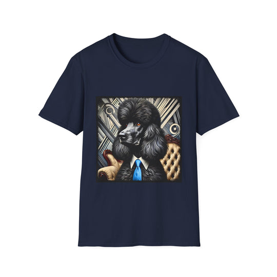 Poodle Sophisticated Stud design dog lover unisex t-shirt in navy